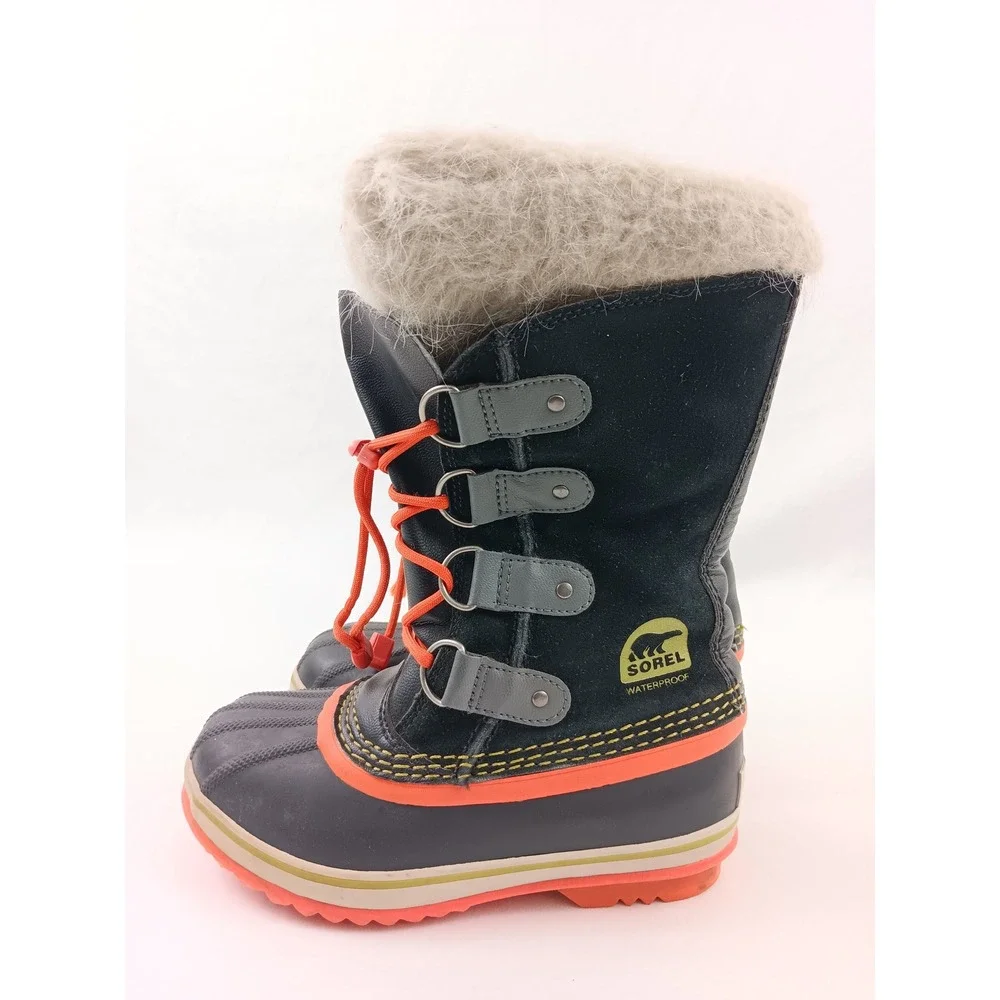 Sorel Winter Carnival Waterproof Snow Boots Women's Size 2 Youth Black Orange‎